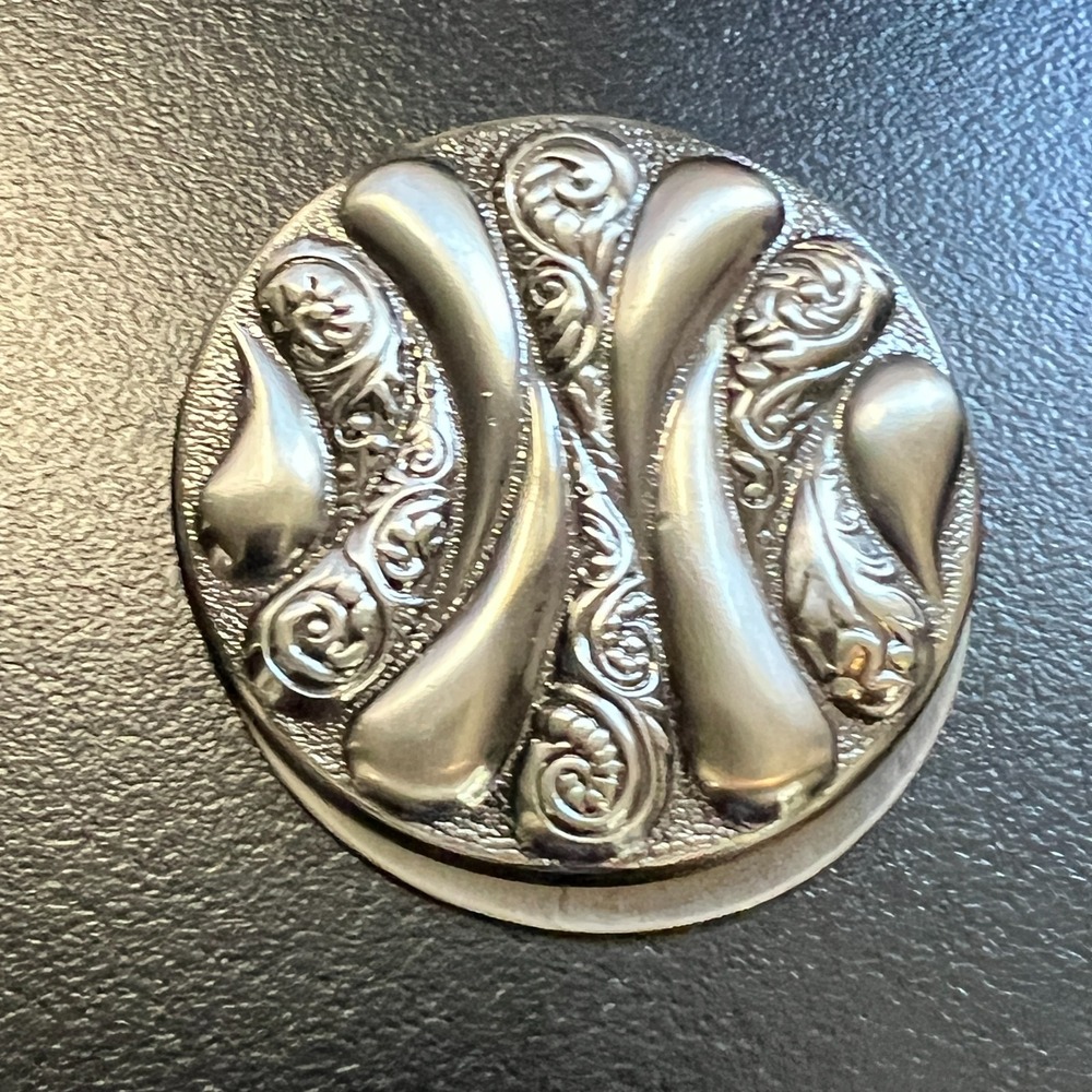 Vintage Lieba Scarf‎ Clip USA Silver Tone  Round Swirl Paisley Engraved Retro